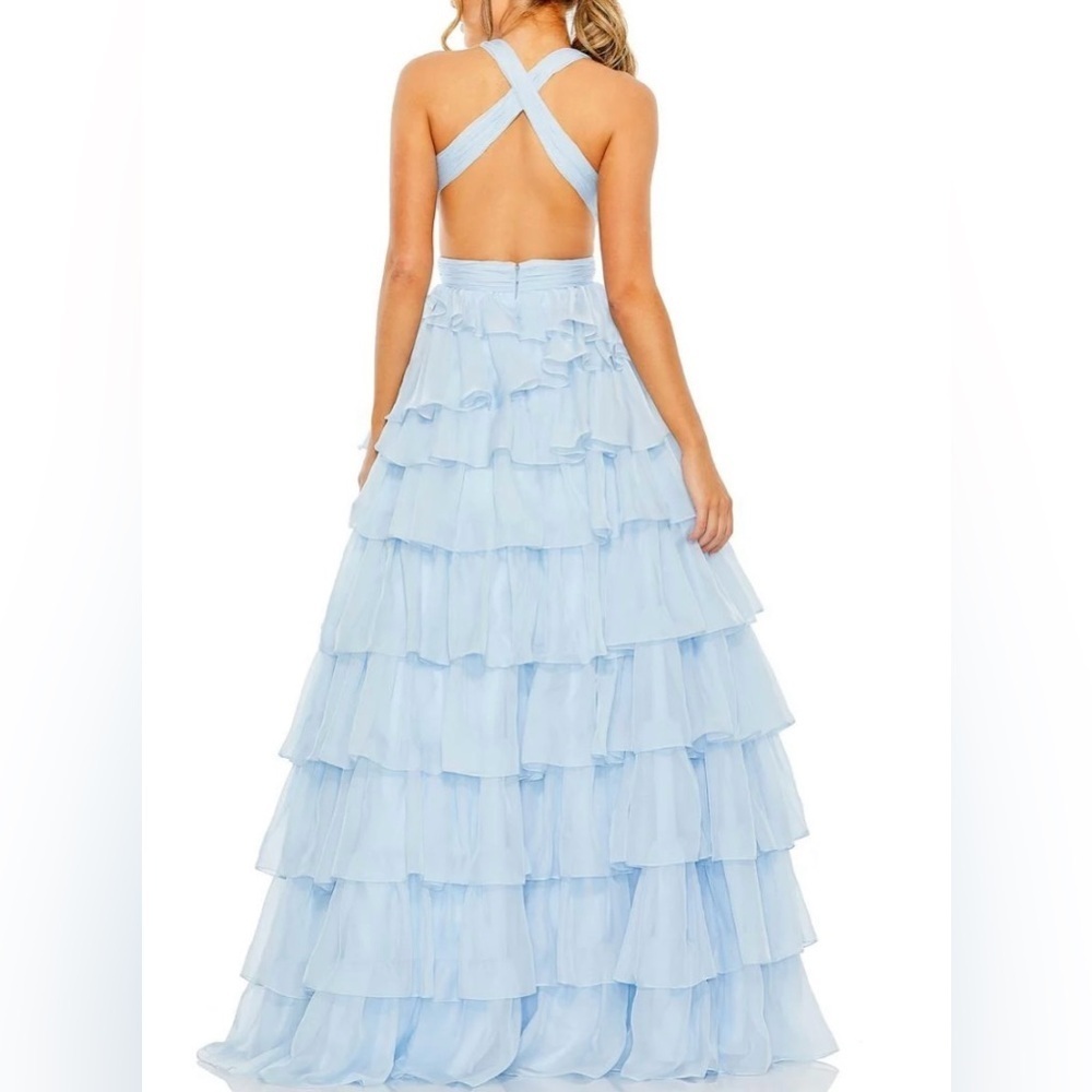 Mac Duggal 67988 NWT Chiffon Layered Cut Out Ballgown - Picture 2 of 5
